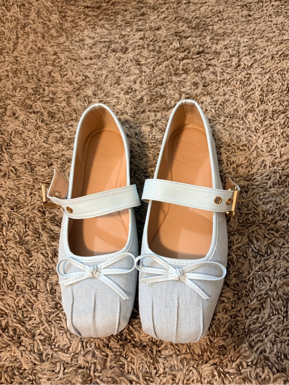 Women’s Light Blue Ballet Flats with Bow